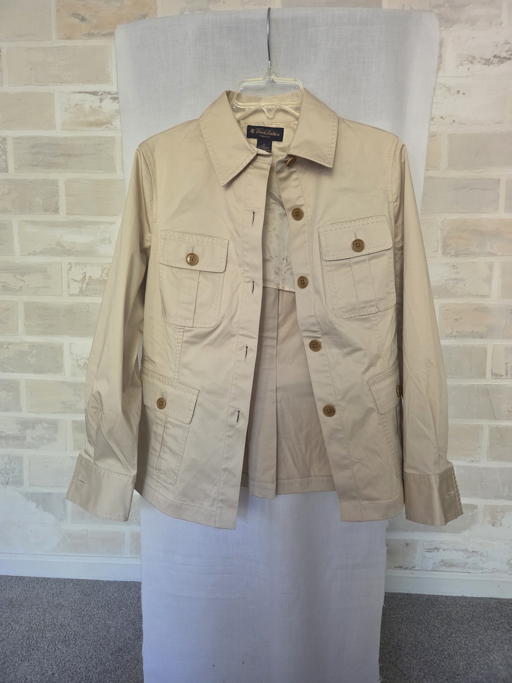 Brooks Brothers Beige Utility Jacket with Button Pockets
